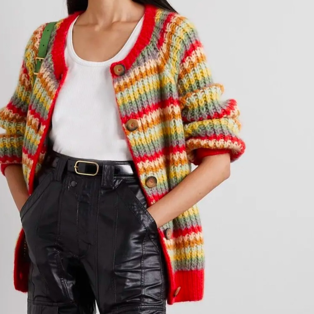 Doen Briar Striped Alpaca-Blend Cardigan